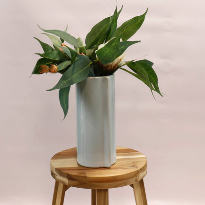 Glossy Ridge Ceramic Vase