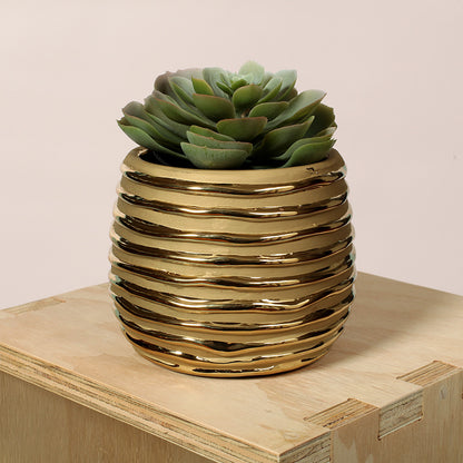 Gold Striped Ceramic Pot
