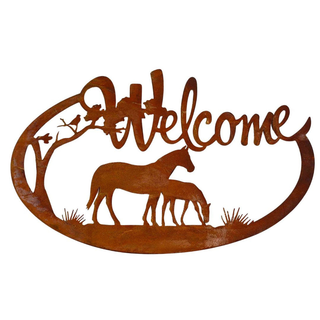 Horse Metal Wall Art Welcome Sign