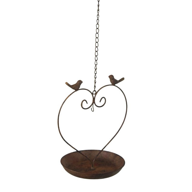 Lovebirds Heart Hanging Metal Bird Feeder