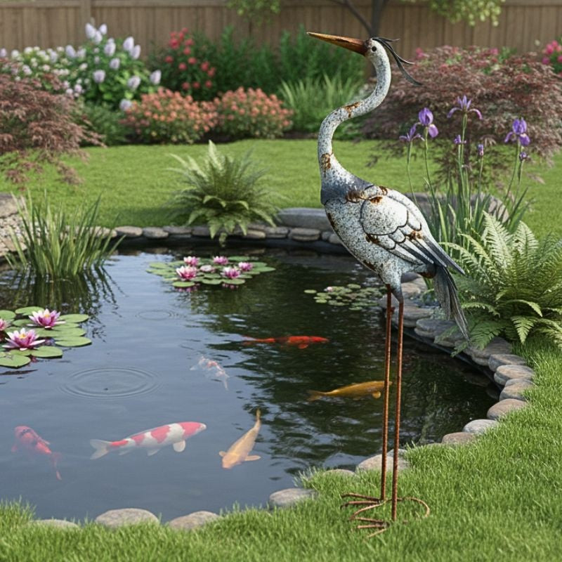 Vintage Heron Garden Statue