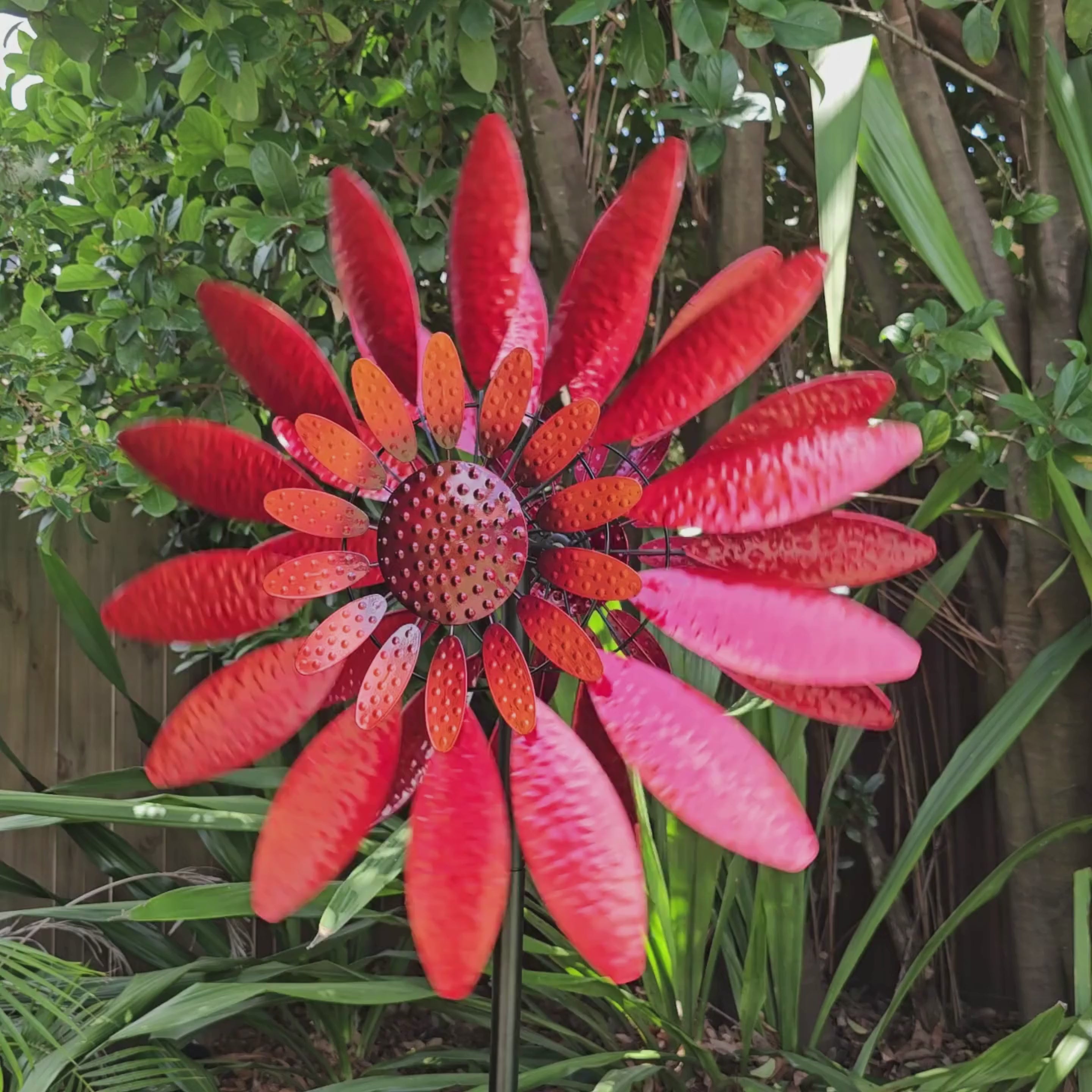 Crimson Bloom Garden Windspinner