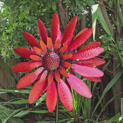 Crimson Bloom Garden Windspinner
