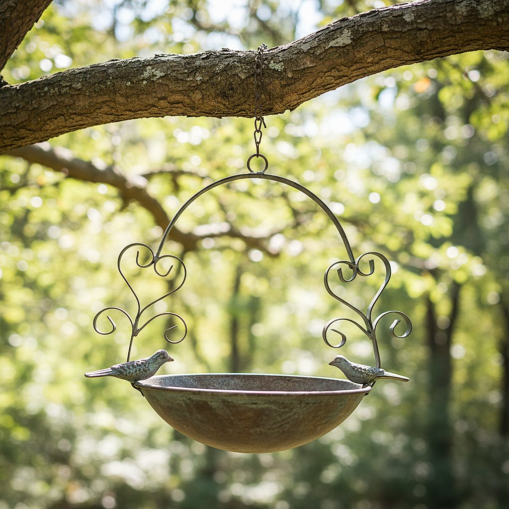 Vintage Hanging Metal Bird Feeder