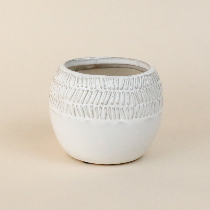 White Tribal Ceramic Pot