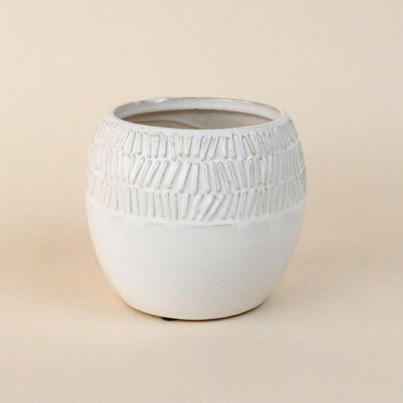 White Tribal Ceramic Pot